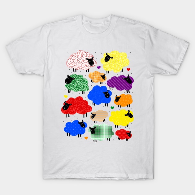 Cute colorful snoozing sheep design T-Shirt by RenattaZare